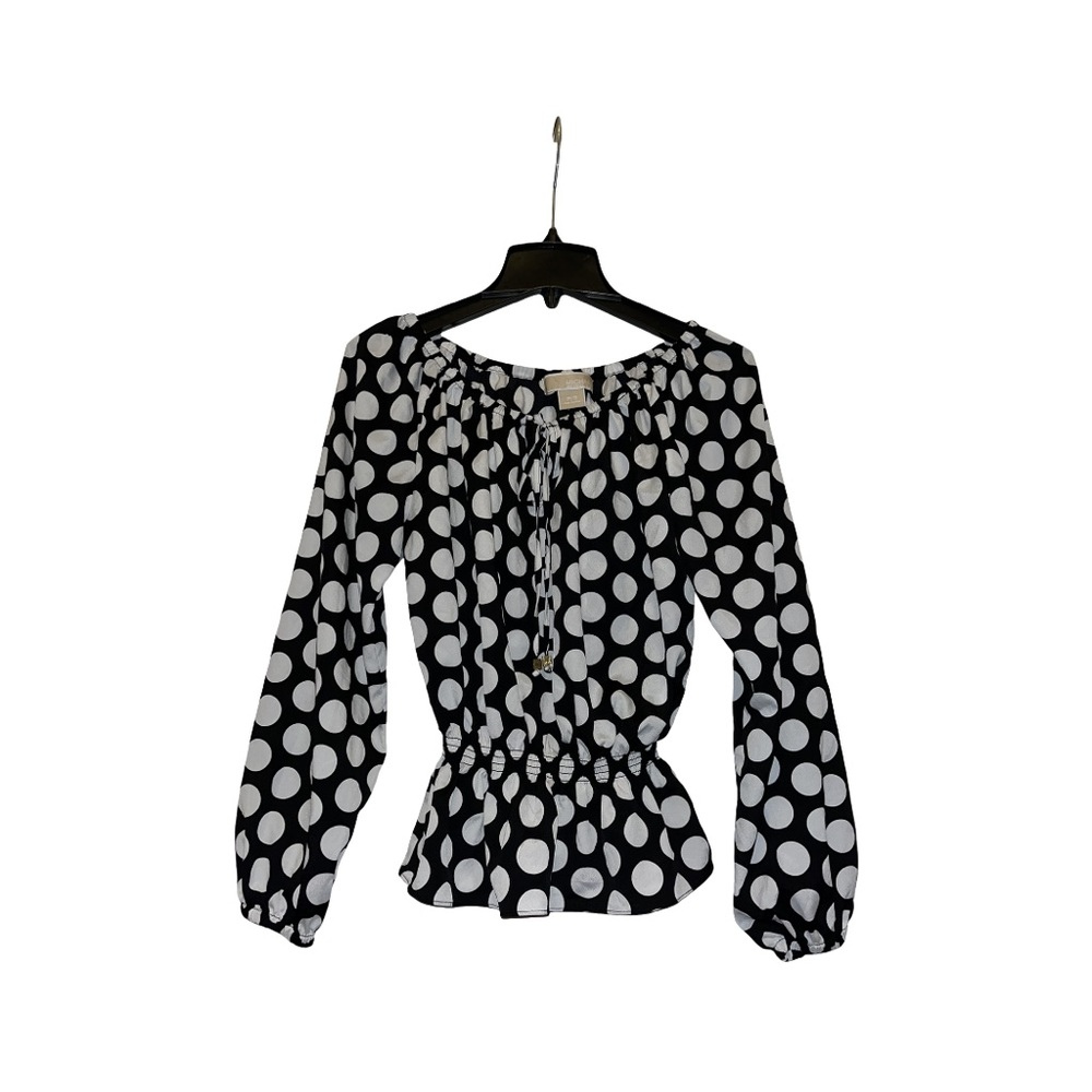 Michael Kors, black and white polka dots blouse, size PS